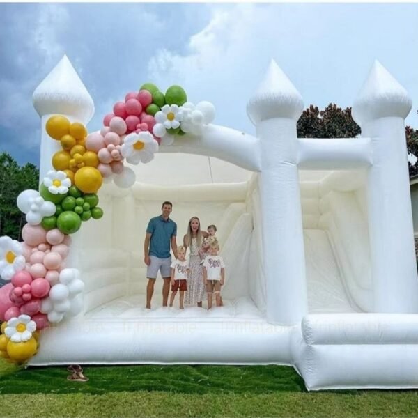 White Inflatable Bounce House - Image 3