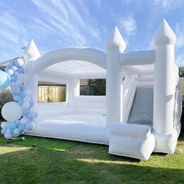 White Inflatable Bounce House - Image 2