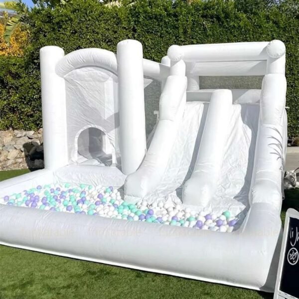 White Inflatable Bounce House - Image 4